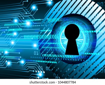Safety concept, Closed Padlock on digital background, cyber security, Blue abstract hi speed internet technology background illustration. key vector