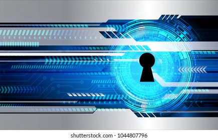 Safety concept, Closed Padlock on digital background, cyber security, Blue abstract hi speed internet technology background illustration. key vector