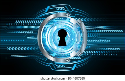 Safety concept, Closed Padlock on digital background, cyber security, Blue abstract hi speed internet technology background illustration. key vector