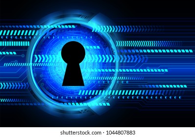 Safety concept, Closed Padlock on digital background, cyber security, Blue abstract hi speed internet technology background illustration. key vector