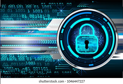 Safety concept, Closed Padlock on digital background, cyber security, Blue abstract hi speed internet technology background illustration. key vector
