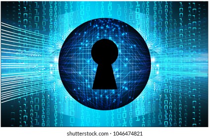 Safety concept, Closed Padlock on digital background, cyber security, Blue abstract hi speed internet technology background illustration. key vector