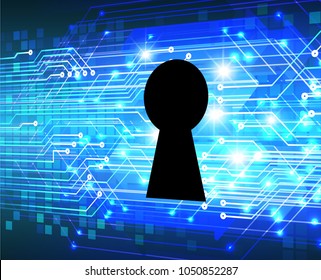 Safety concept, Closed Padlock on digital background, cyber security, Blue abstract hi speed internet technology background illustration. key vector