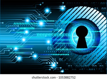 Safety concept, Closed Padlock on digital background, cyber security, Blue abstract hi speed internet technology background illustration. key vector