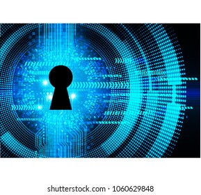 Safety concept, Closed Padlock on digital background, cyber security, Blue abstract hi speed internet technology background illustration. key vector