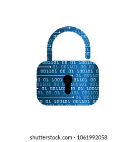 Safety concept, Closed Padlock on digital background, cyber security, Blue abstract hi speed internet technology background illustration. key vector