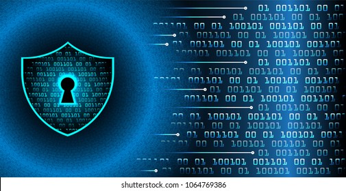 Safety concept, Closed Padlock on digital background, cyber security, Blue abstract hi speed internet technology background illustration. key vector