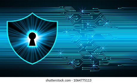 Safety concept, Closed Padlock on digital background, cyber security, Blue abstract hi speed internet technology background illustration. key vector