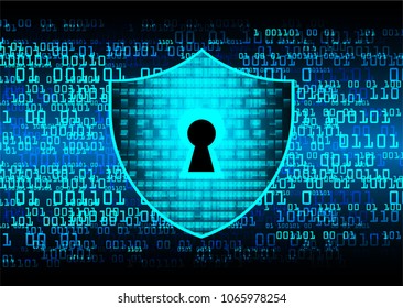 Safety concept, Closed Padlock on digital background, cyber security, Blue abstract hi speed internet technology background illustration. key vector