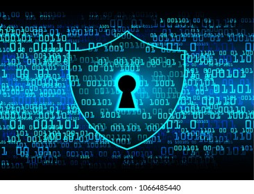 Safety concept, Closed Padlock on digital background, cyber security, Blue abstract hi speed internet technology background illustration. key vector