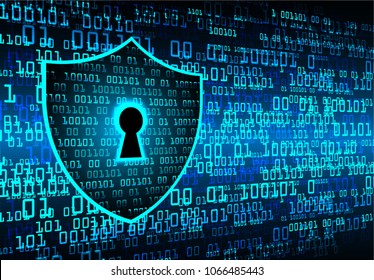 Safety concept, Closed Padlock on digital background, cyber security, Blue abstract hi speed internet technology background illustration. key vector