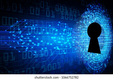 Safety concept, Closed Padlock on digital background, cyber security, Blue abstract hi speed internet technology background illustration. key vector