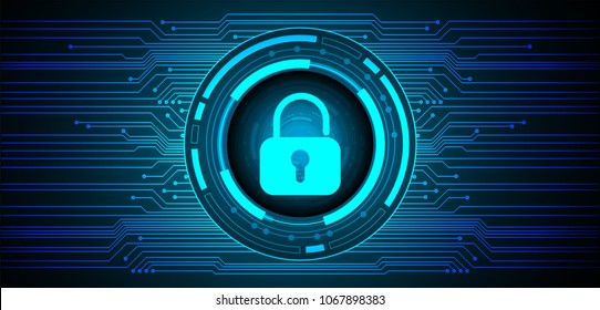 Safety concept, Closed Padlock on digital background, cyber security, Blue abstract hi speed internet technology background illustration. key vector