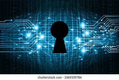 Safety concept, Closed Padlock on digital background, cyber security, Blue abstract hi speed internet technology background illustration. key vector