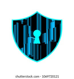 Safety concept, Closed Padlock on digital background, cyber security, Blue abstract hi speed internet technology background illustration. key vector