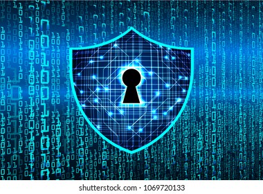 Safety concept, Closed Padlock on digital background, cyber security, Blue abstract hi speed internet technology background illustration. key vector