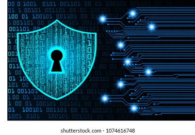 Concepto de seguridad, Closed Padlock sobre el fondo digital, ciberseguridad, Blue abstract de alta velocidad Internet Technology Background Illustration. vector clave