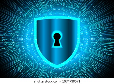 Safety concept, Closed Padlock on digital background, cyber security, Blue abstract hi speed internet technology background illustration. key vector
