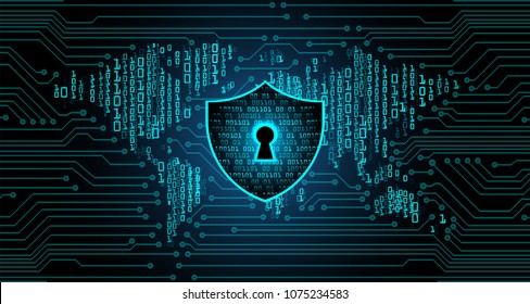 Safety concept, Closed Padlock on digital background, cyber security, Blue abstract hi speed internet technology background illustration. key vector, world map