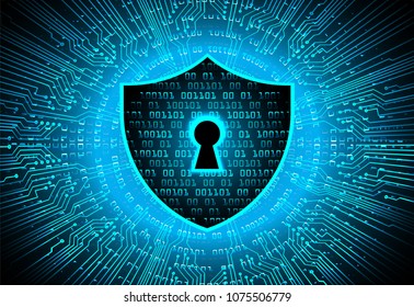 Safety concept, Closed Padlock on digital background, cyber security, Blue abstract hi speed internet technology background illustration. key vector