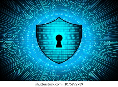 Safety concept, Closed Padlock on digital background, cyber security, Blue abstract hi speed internet technology background illustration. key vector