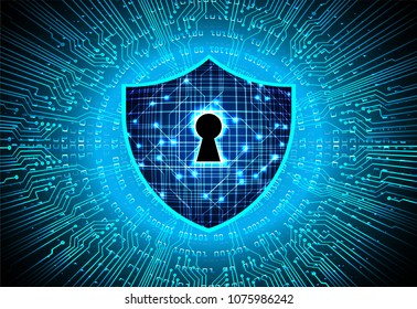 Concepto de seguridad, Closed Padlock sobre el fondo digital, ciberseguridad, Blue abstract de alta velocidad Internet Technology Background Illustration. vector clave