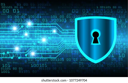 Safety concept, Closed Padlock on digital background, cyber security, Blue abstract hi speed internet technology background illustration. key vector
