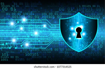 Safety concept, Closed Padlock on digital background, cyber security, Blue abstract hi speed internet technology background illustration. key vector