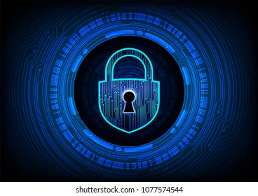 Safety concept, Closed Padlock on digital background, cyber security, Blue abstract hi speed internet technology background illustration. key vector