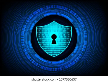 Safety concept, Closed Padlock on digital background, cyber security, Blue abstract hi speed internet technology background illustration. key vector