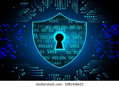 Safety concept, Closed Padlock on digital background, cyber security, Blue abstract hi speed internet technology background illustration. key vector