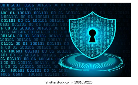 Safety concept, Closed Padlock on digital background, cyber security, Blue abstract hi speed internet technology background illustration. key vector