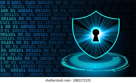 Safety concept, Closed Padlock on digital background, cyber security, Blue abstract hi speed internet technology background illustration. key vector