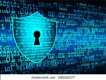 Safety concept, Closed Padlock on digital background, cyber security, Blue abstract hi speed internet technology background illustration. key vector