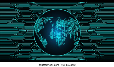 Safety concept, Closed Padlock on digital background, cyber security, Blue abstract hi speed internet technology background illustration. key vector, world map