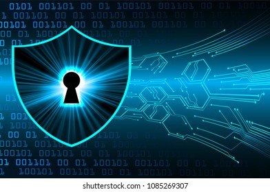 Safety concept, Closed Padlock on digital background, cyber security, Blue abstract hi speed internet technology background illustration. key vector