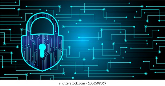 Safety concept, Closed Padlock on digital background, cyber security, Blue abstract hi speed internet technology background illustration. key vector