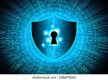 Safety concept, Closed Padlock on digital background, cyber security, Blue abstract hi speed internet technology background illustration. key vector