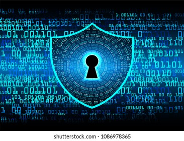 Safety concept, Closed Padlock on digital background, cyber security, Blue abstract hi speed internet technology background illustration. key vector