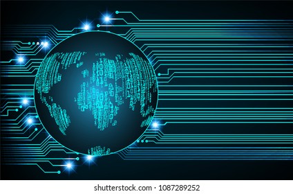 Safety concept, Closed Padlock on digital background, cyber security, Blue abstract hi speed internet technology background illustration. key vector, world map