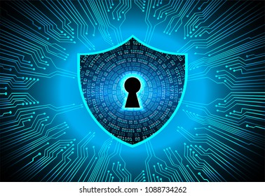 Safety concept, Closed Padlock on digital background, cyber security, Blue abstract hi speed internet technology background illustration. key vector