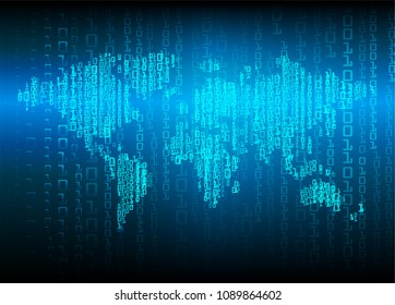 Safety concept, Closed Padlock on digital background, cyber security, Blue abstract hi speed internet technology background illustration. key vector, world map