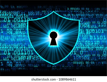 Safety concept, Closed Padlock on digital background, cyber security, Blue abstract hi speed internet technology background illustration. key vector