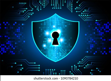 Safety concept, Closed Padlock on digital background, cyber security, Blue abstract hi speed internet technology background illustration. key vector