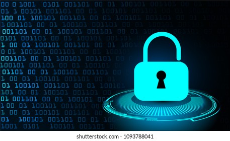 Safety concept, Closed Padlock on digital background, cyber security, Blue abstract hi speed internet technology background illustration. key vector