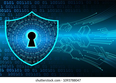 Safety concept, Closed Padlock on digital background, cyber security, Blue abstract hi speed internet technology background illustration. key vector