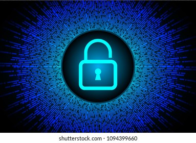 Safety concept, Closed Padlock on digital background, cyber security, Blue abstract hi speed internet technology background illustration. key vector