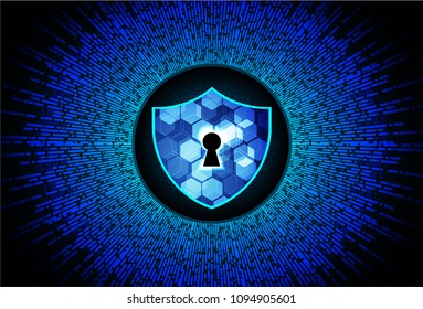 Safety concept, Closed Padlock on digital background, cyber security, Blue abstract hi speed internet technology background illustration. key vector