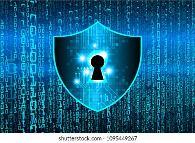 Safety concept, Closed Padlock on digital background, cyber security, Blue abstract hi speed internet technology background illustration. key vector
