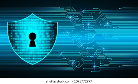 Safety concept, Closed Padlock on digital background, cyber security, Blue abstract hi speed internet technology background illustration. key vector